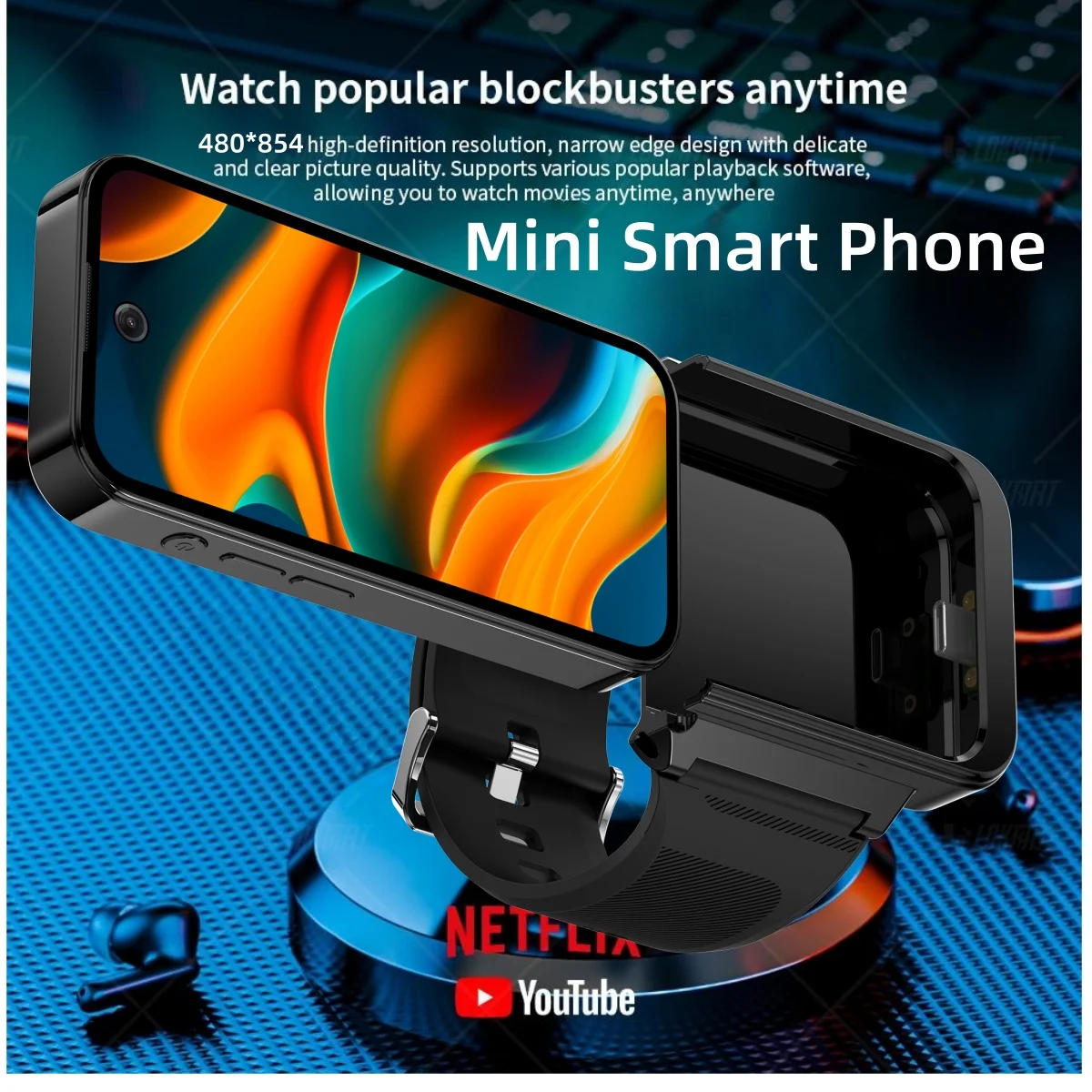 Q333 Mini Smart Watch Phone 256GB ROM Android 12.0 Face Unlock 2000mAh 4G LTE Type-C OTG 3.97‘’ Screen Detachable Smartwatch