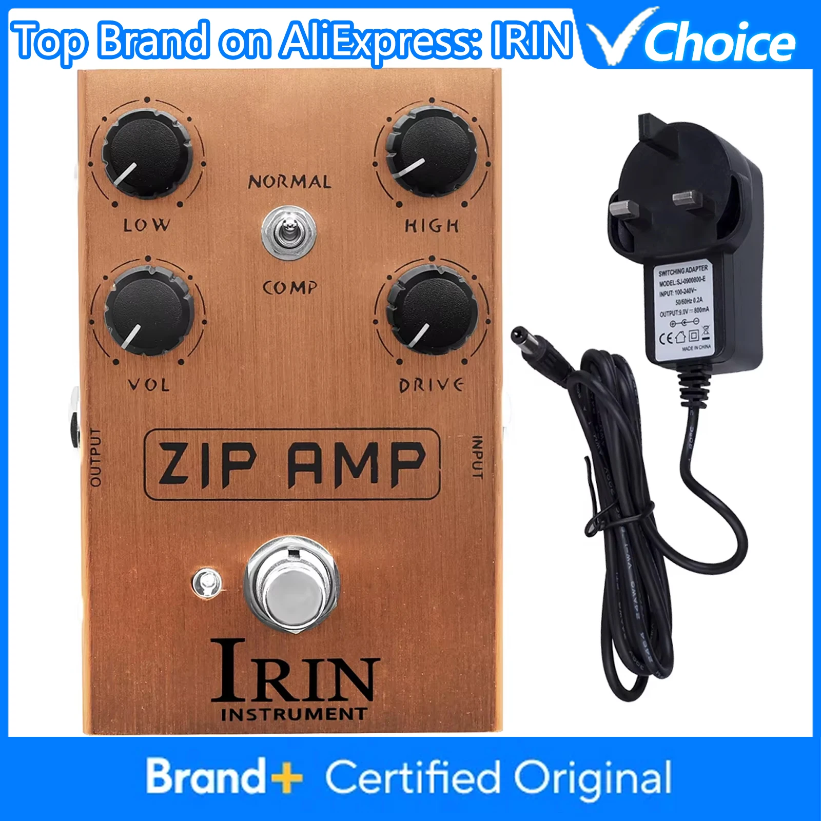 

Гитарная педаль эффектов IRIN AN-39 ZIP AMP с сильной компрессией и овердрайвом, с переключателем COMP для электрогитары