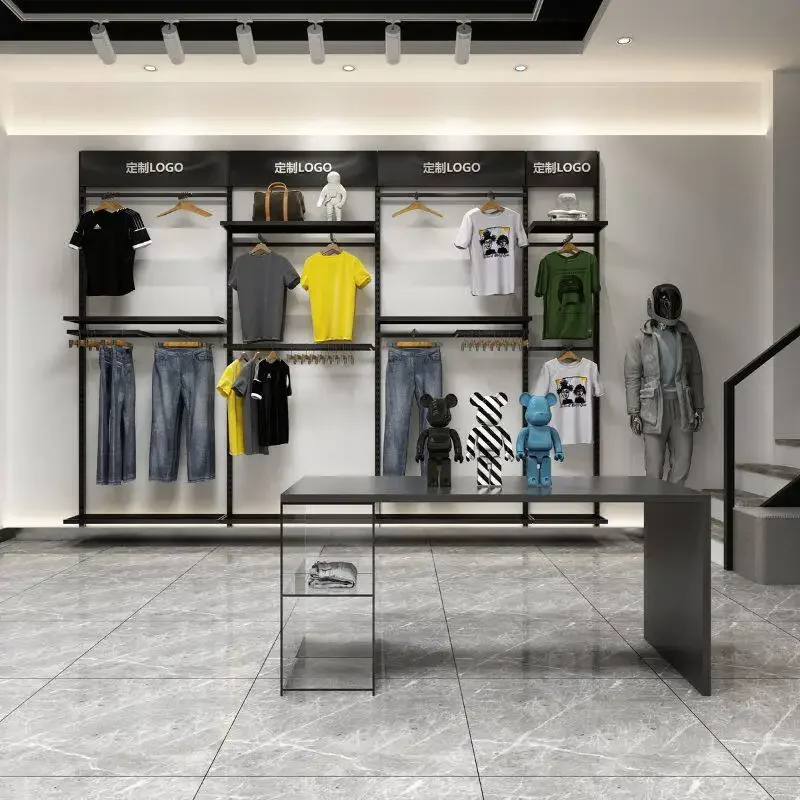 AdvancedClothing Store Hanger Special Display Rack On The Wall Men's Clothing Store Shelf High-end Combination Hanger Double-lay