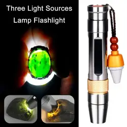 Portable Three Light Sources Lamp Flashlight 395NM Torch Jade Inspection Ultraviolet UV Light Identification Lamp LED Flashlight