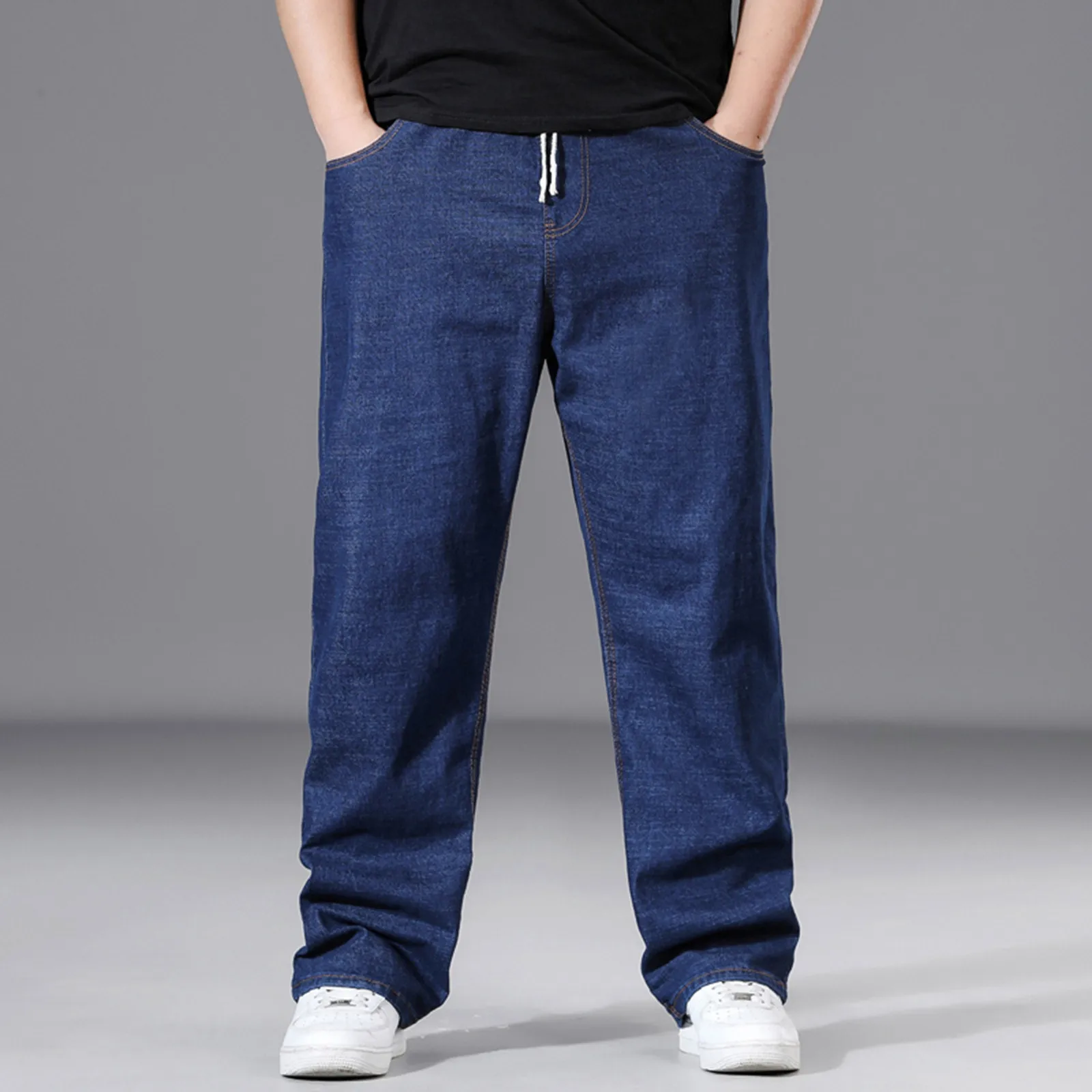 

2025 Jeans Men Dark Blue Loose Wide Jeans Man Soft Cargo Pants Streetwear Fashion Jean Baggy Clothes Trousers Man Jeans