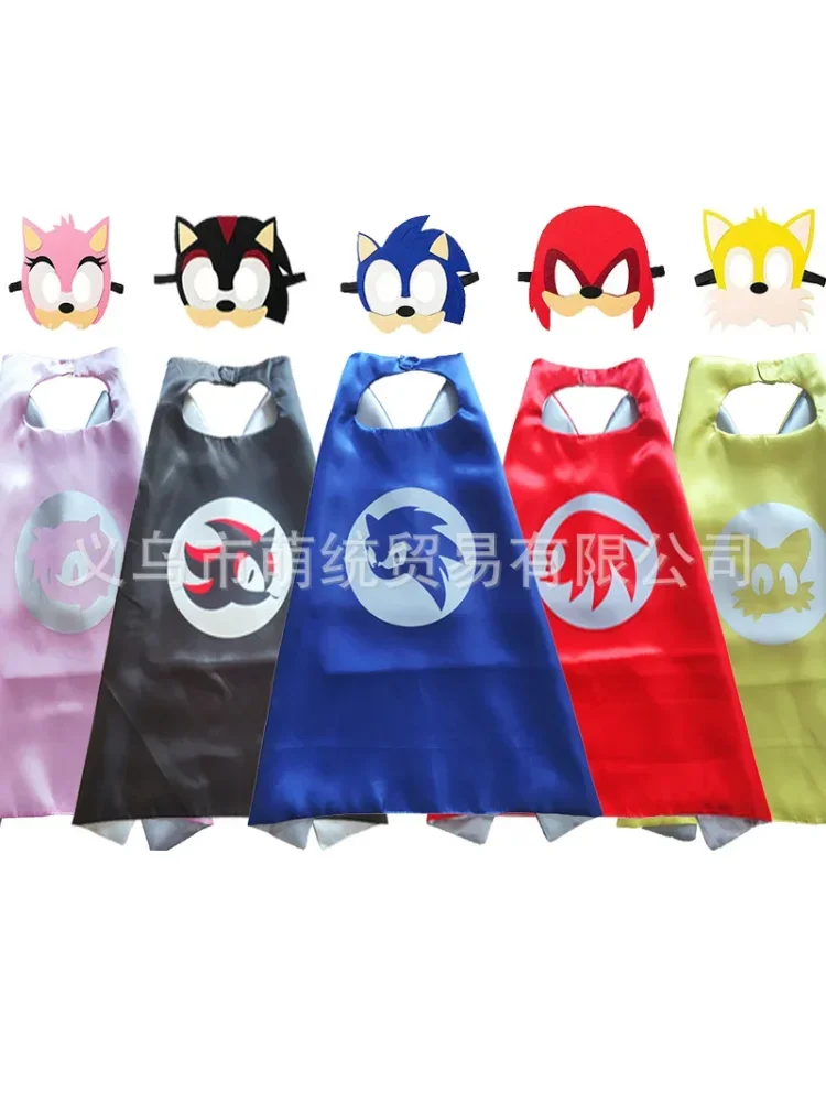Sonic – ensemble de jouets d'halloween, masque, Cape, Cosplay, dessin animé hérisson, décoration de fête, accessoires de Costume pour enfants, jouets de fête d'anniversaire
