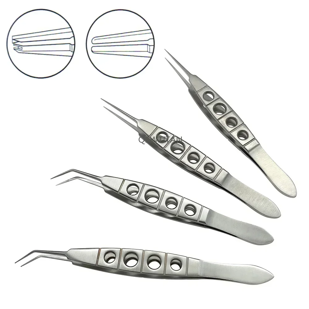 108mm Teethed Ophthalmic Forceps Stainless Steel Straight /Angled Tying Forceps Ophthalmic Instrument 1pc