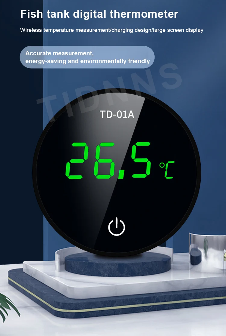 Newest Aquarium Thermometer LCD Digital External Thermometer Charging Type-C Fish Tank Mini Thermometer High Precision -9.9-50℃