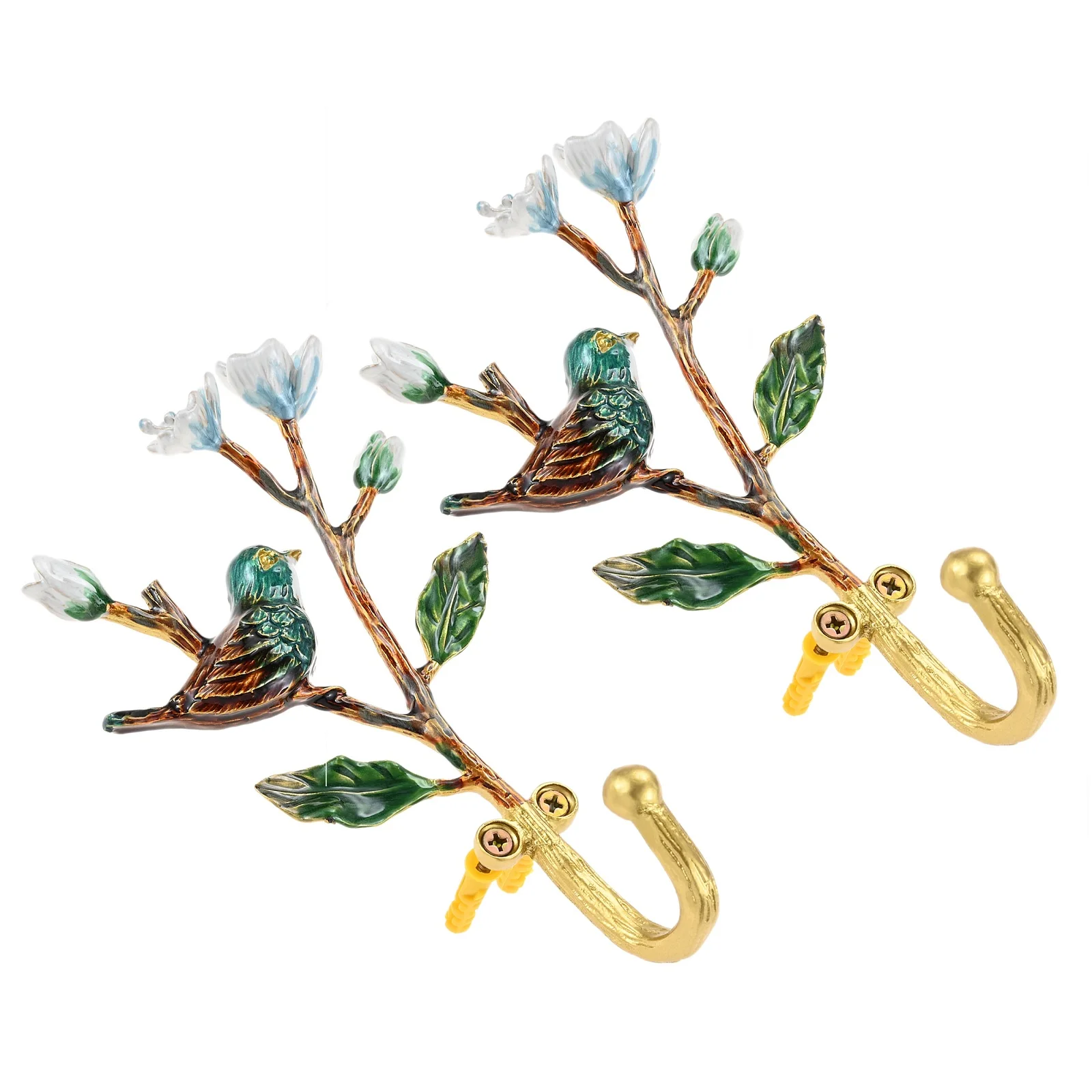

2Pcs Metal Vintage Flower Bird Shaped Decorative Wall Mounted Storage Hooks Hanger Holder for Hanging Clothes Coats Towels Keys