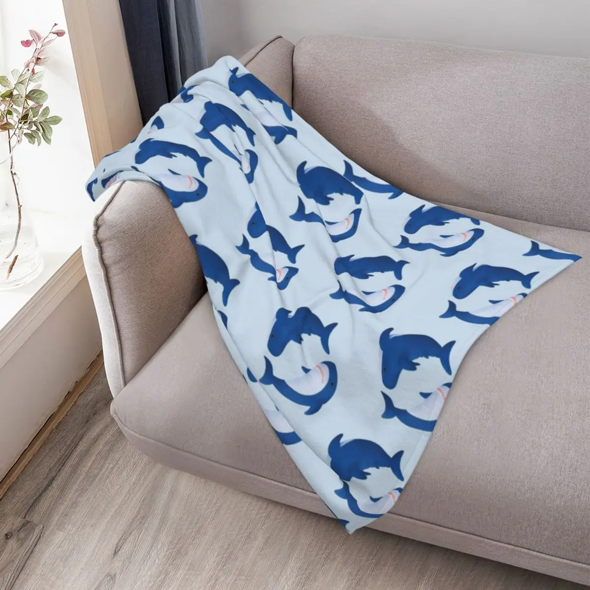 بطانية رمي بنمط سمك القرش من Brucie & Archie Blahaj، بطانيات فاخرة منقوشة ناعمة #3