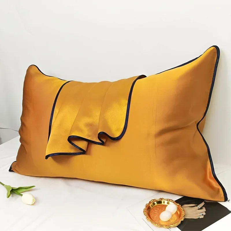 Solid Color 19MM Silk Pillow Cover Comfortable Double-sided Silk Crepe Plain Pillowcase 48x74cm Several Colors Available SC005