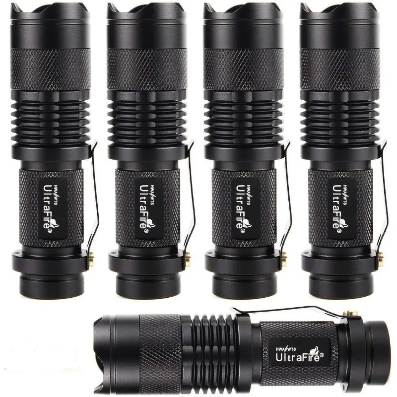 

ULTRAFIRE 5 Pack SK68 Tactical and Small Flashlights,7w 3-Mode Pocket Torch Adjustable Focus Zoom Light Lamp