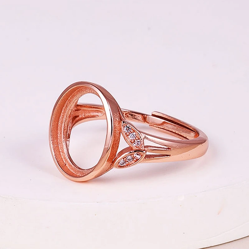 

Rose Gold Color 925 Sterling Silvers Ring for Women 10x12mm Oval Cabochon Semi Mount Engagement Wedding Ring Setting