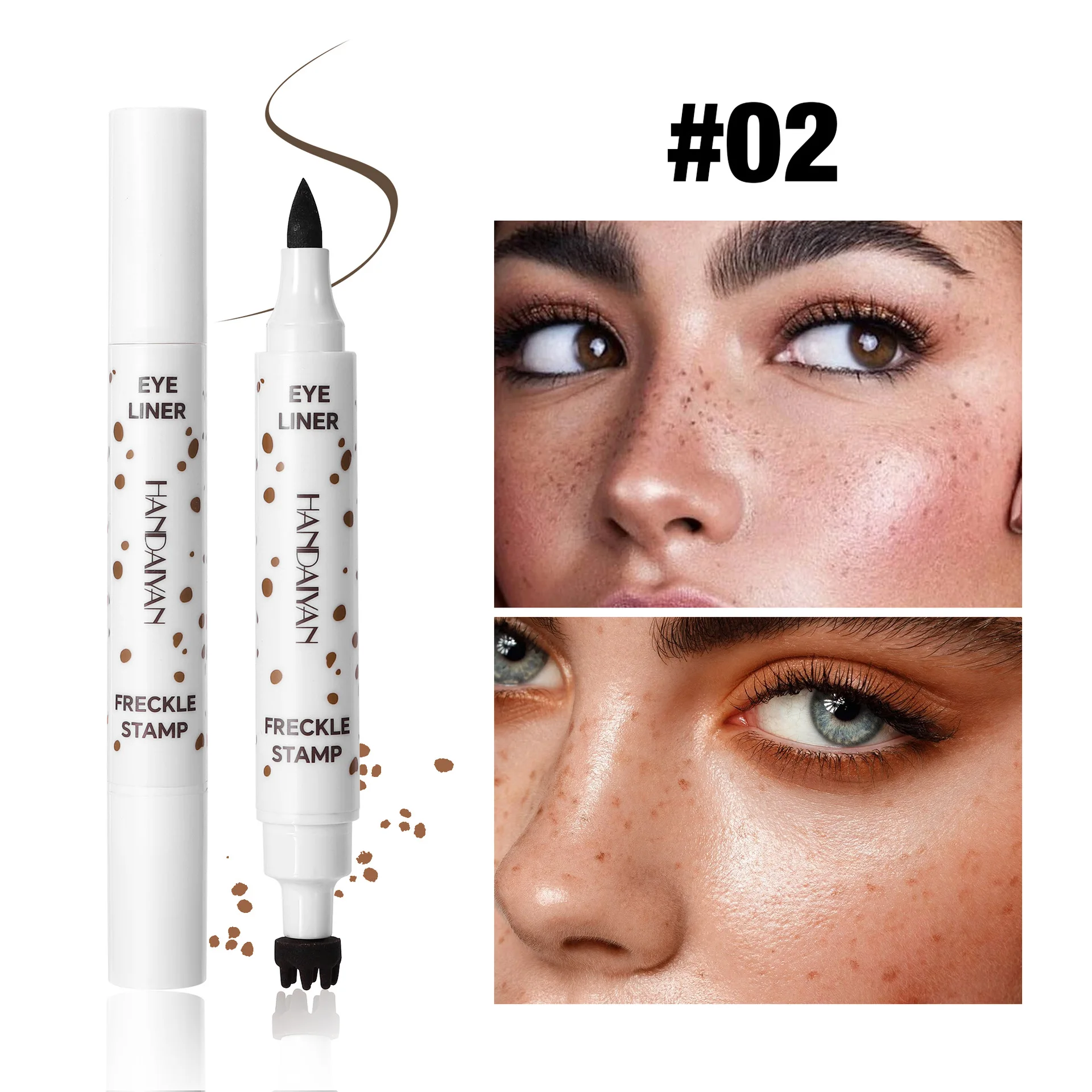 Dual Tip Sproet Eyeliner Pen Waterdicht Sneldrogend 2 Kleuren Natuurlijke Nep Sproeten Make-up Tool voor Cosplay Festival Cosmetica
