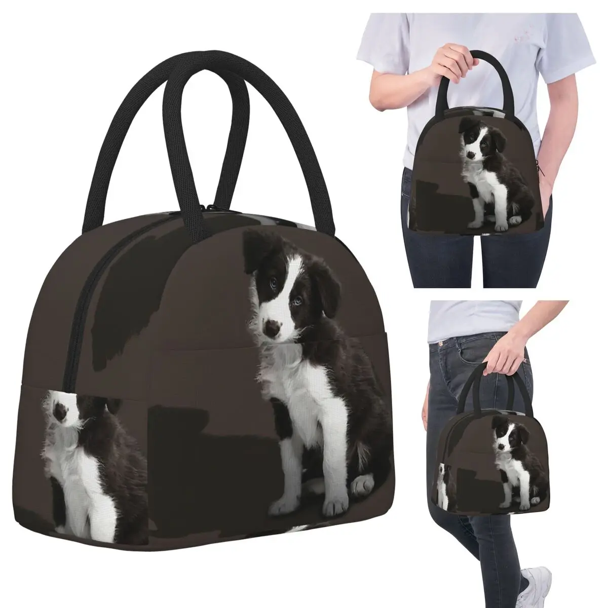 

Border Collie Lunch Bags Insulated Bento Box Waterproof Lunch Tote Leakproof Picnic Bags Cooler Bag for Woman Kids School