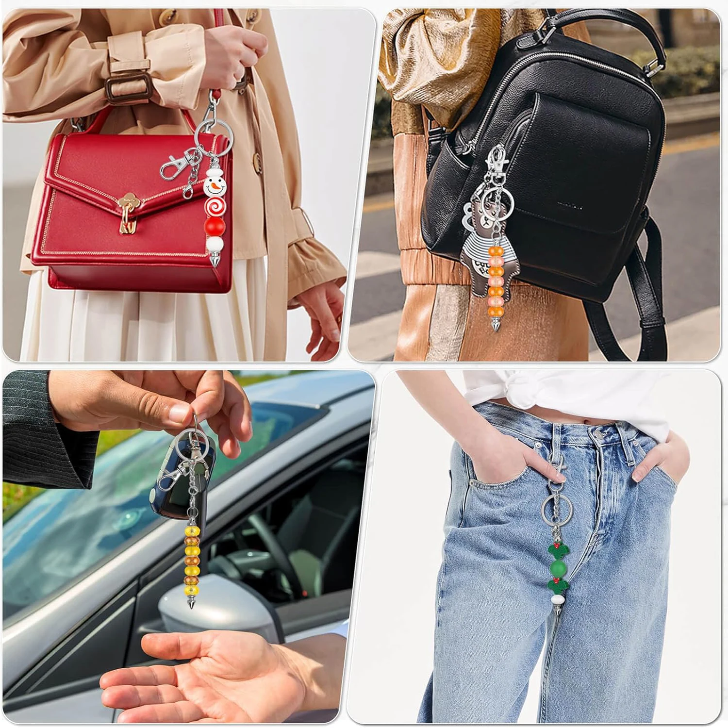Picture 7: 1-4Pcs Beadable Keychain Bar Beaded Keychain for Pendant DIY, Alloy Blank Keychain Accessories Bulk for Keychain Making Supplies