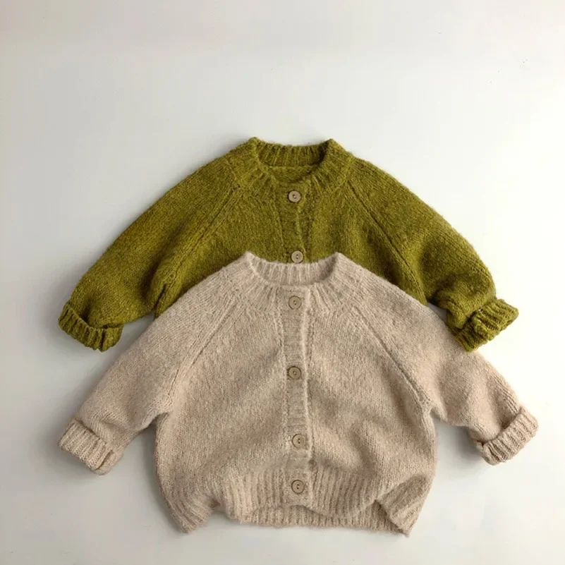 

1-7Years Children Knit Sweater High Quality Autumn Winter Cardigan Coat Kids Boys Girls Sweaters Solid Clothing
