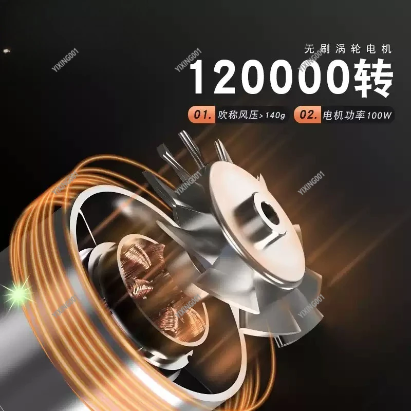 130000RPM Brushless Motor Turbo Fan, Portable Variable Speed Violent Wind for Car Dust Cleaning & Drying