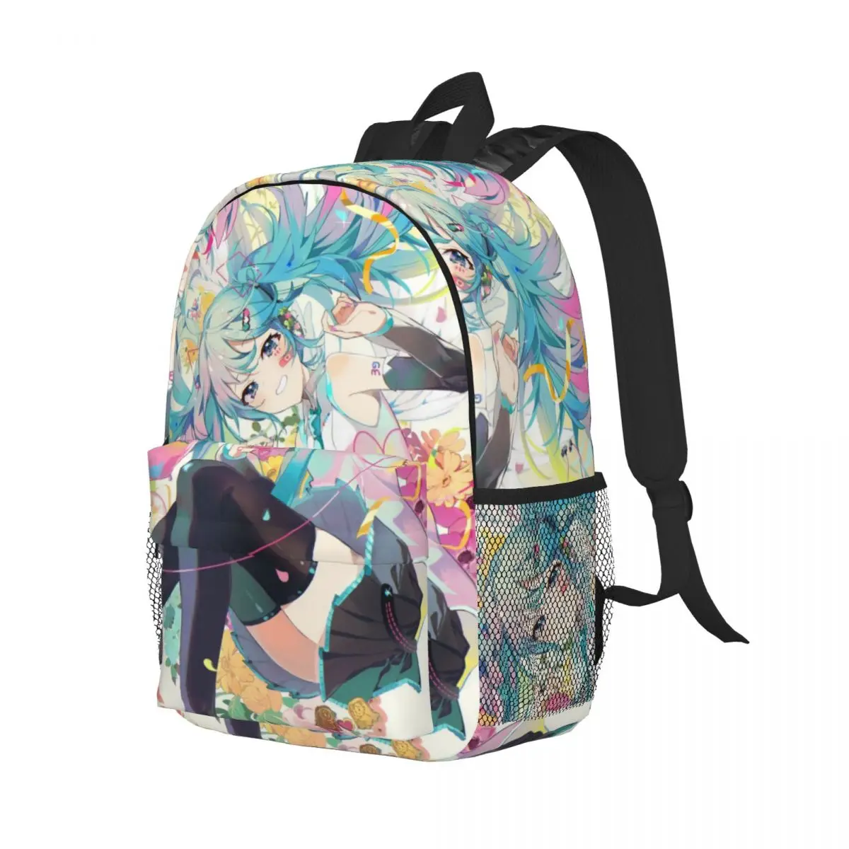 Hatsune Miku Novo padrão elegante bolsa escolar estampada mochila leve de 15 polegadas