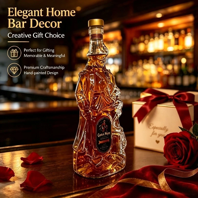 3D Human‑Shaped Shaped Creative Glass Liquor Decanter Unique Figure Wine Bottle Home Bar Tabletop Decor Party Gift Ornament