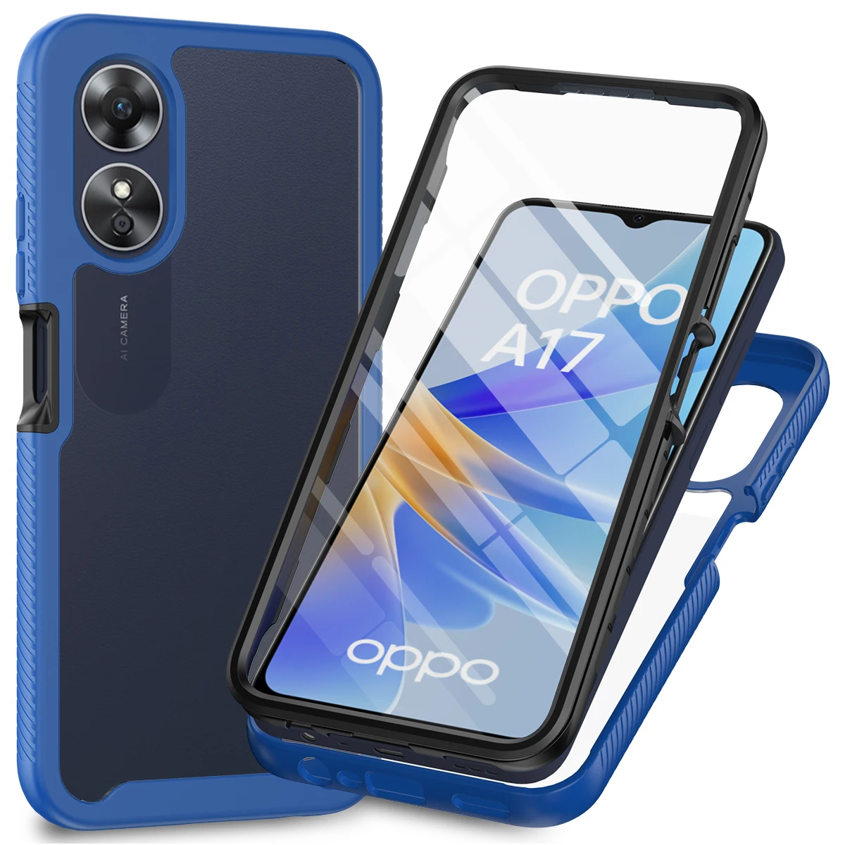 Fit OPPO A17 4G Cover Shockproof Clear Protective Built-in Screen Protector TPU Bumper Cover For Oppo A16/A16S/A54S Cases