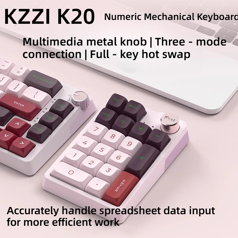 

Kzzi K20 Macro Numeric Keypad Wireless Programming Mini Keypad with Custom Knob RGB Gaming Mechanical Hotswap Macro Keyboard