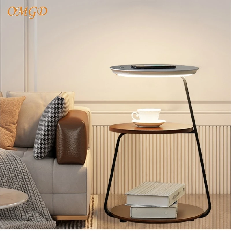 OMGD Floor Lamp Living Room Sofa Bedroom Wireless Charging Creative Shelf Design Bedside Table Lamp In One Furniture News