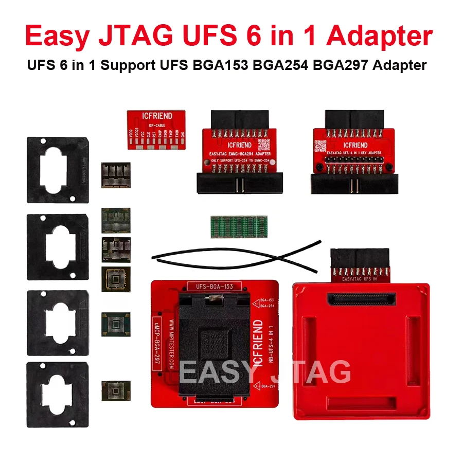 Easy Jtag ICFRIEND UFS 6 in 1 Support UFS BGA153 BGA254 BGA297 Socket Adapter ( with encryption chip ) with z3x easy jtag plus