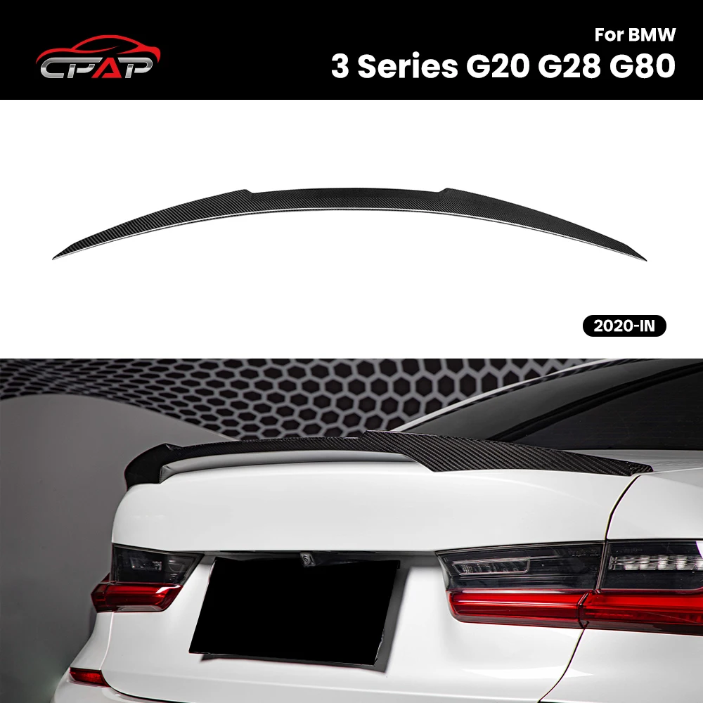 For BMW 3 Series G20 G28 G80 M4 Style Real Dry Carbon Fiber Rear Roof Trunk Spoiler Boot Lid Wing 2020-IN