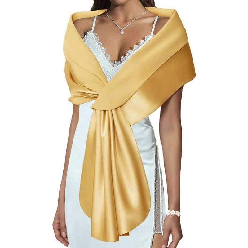 

Lady Satin Shawl Formal Dress Scarf one-shoulder Dress Accessories Dinner Parties Women 8SJ193