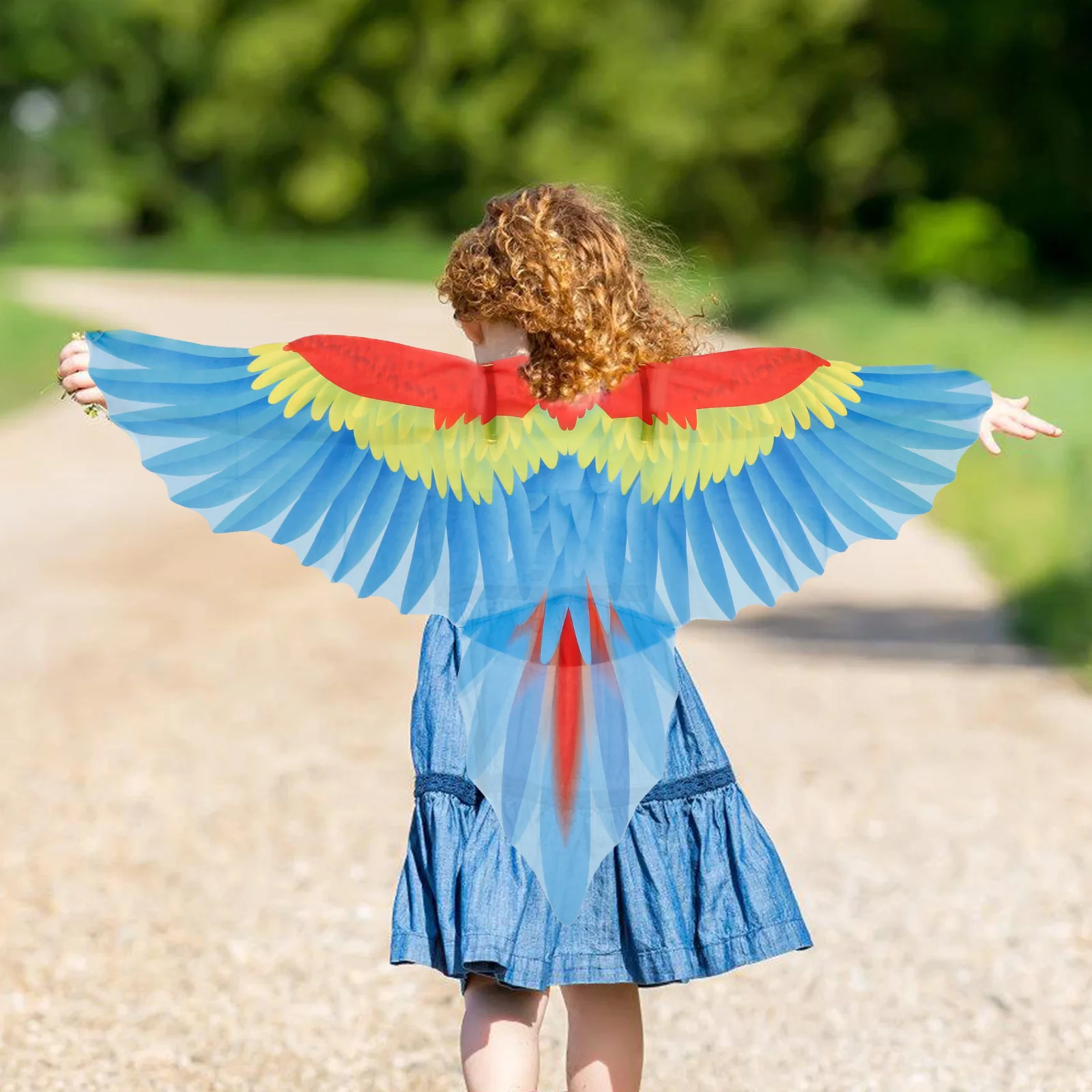 

Parrot Wings Blue Parrot Cloak Children Bird Cape Headpiece Props Halloween Party Stage