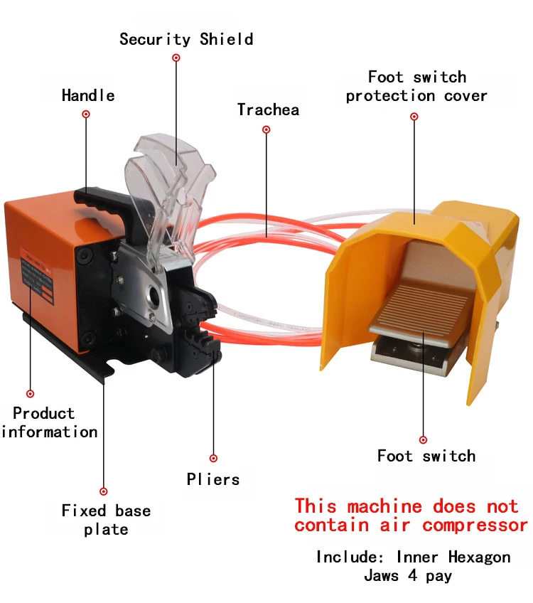 AM-10 Crimping Machine wholesale price Wire Terminal Crimping Tool pneumatic type with 4 Die Sets