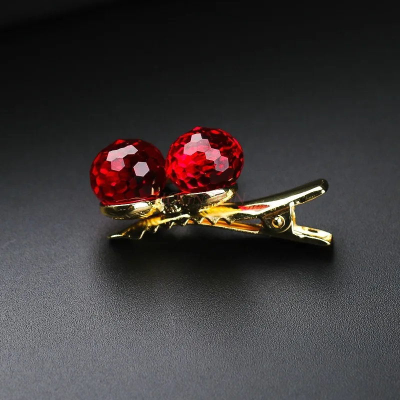 مشبك شعر الكرز مشبك حافة لطيف مشبك شعر كريستالي من حجر الراين مشبك علوي مشبك منقار البط مشبك صغير #5