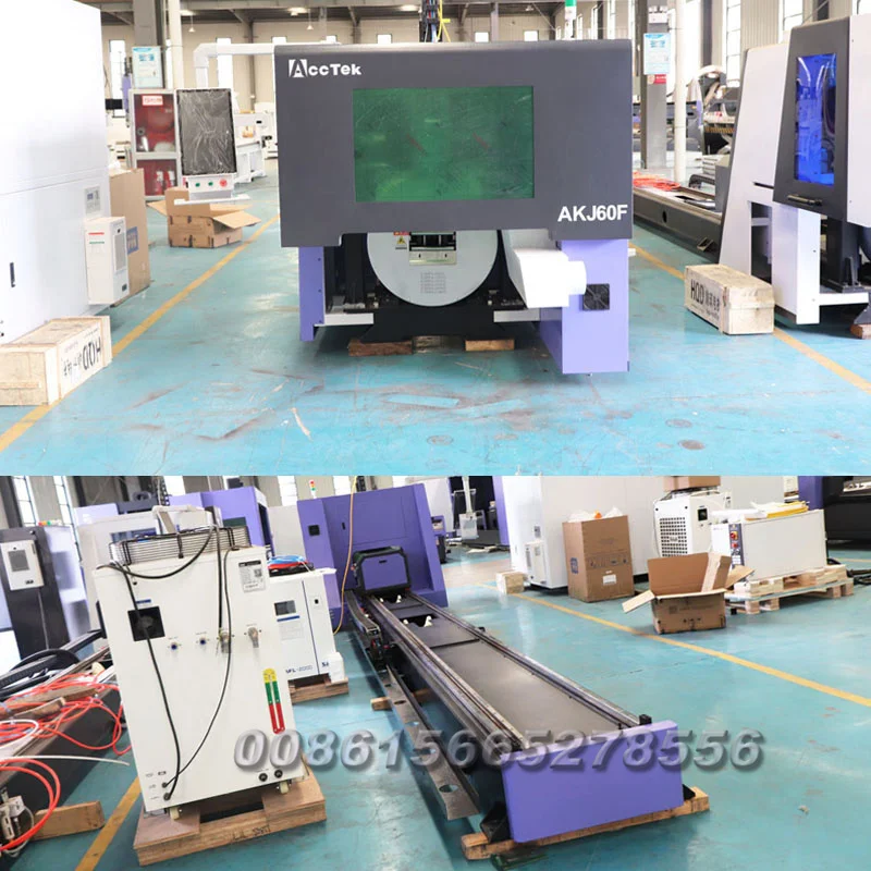 AccTek 2kw Fiber Laser Tube Cutting Machine Medical Metal Tube Laser Cutting Machine CNC Tube Laser Cutter for Pipe Tube Cut