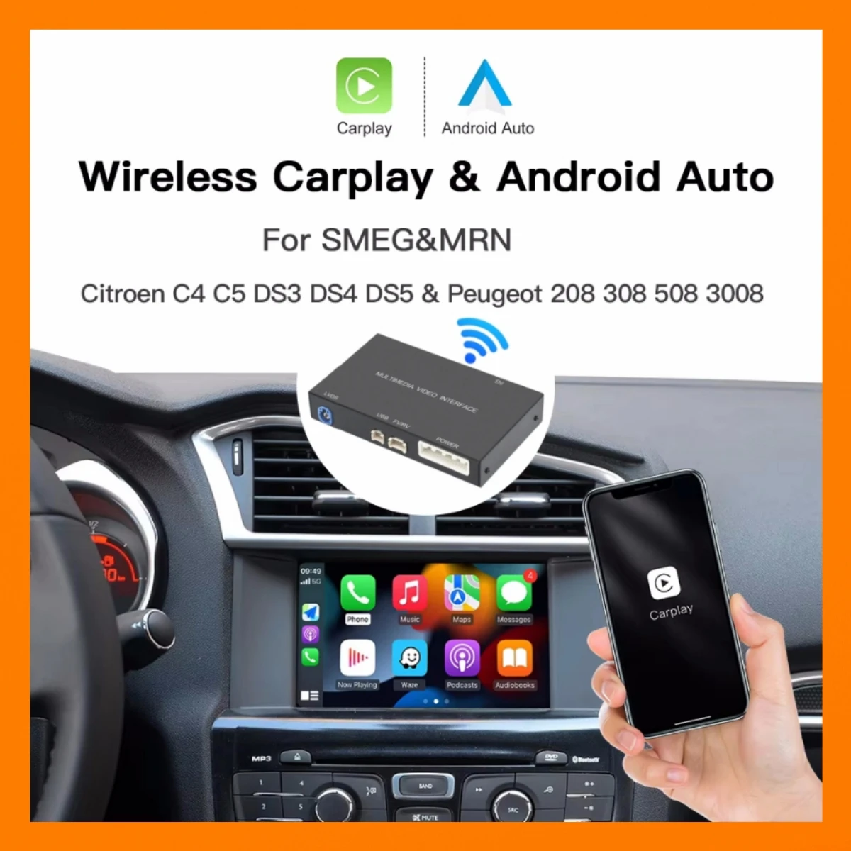New Upgrade Wireless Carplay Android Car Retrofit Decoder Module Kit for Peugeot Citroen Picasso DS4 DS3 308 508 208 2008 C4