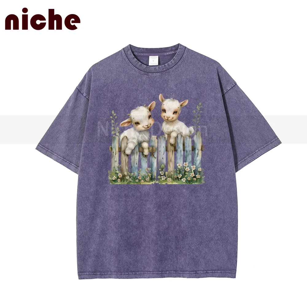 

Милая женская футболка в стиле ретро с изображением ягненка, хлопковые свободные футболки с рисунком, вечерние футболки с изображением животных, унисекс, повседневный забавный топ, индивидуальный узор