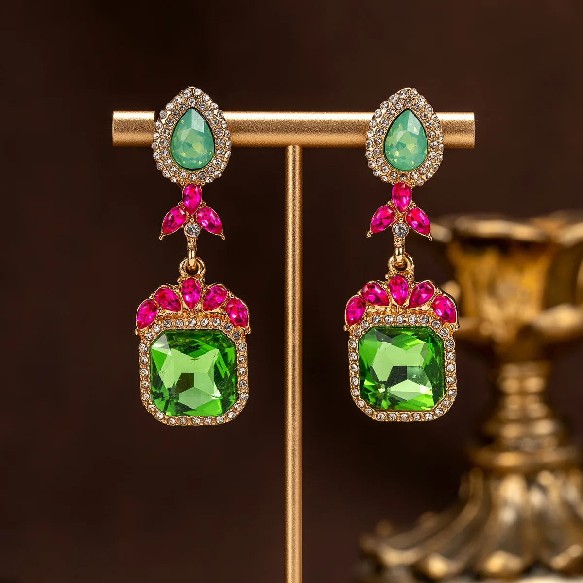 vintage square diamond tassel earrings personalized diamond-encrusted earrings for women boucles d’oreilles de luxe сережки