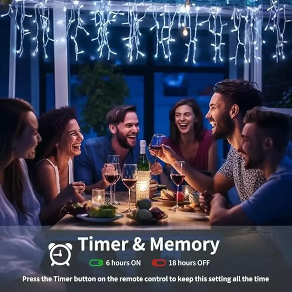 600 LED Icicle Lights Outdoor 75.5 FT with 120 Drops 8 Modes Remote Control Waterproof Plug in String Lights Christmas Holiday