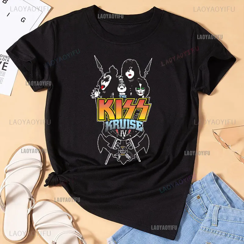 KISS Rock Band Graphic Cotton t-shirt Gothic Fashion High Street uomo donna Streetwear qualità Vintage estetica manica corta