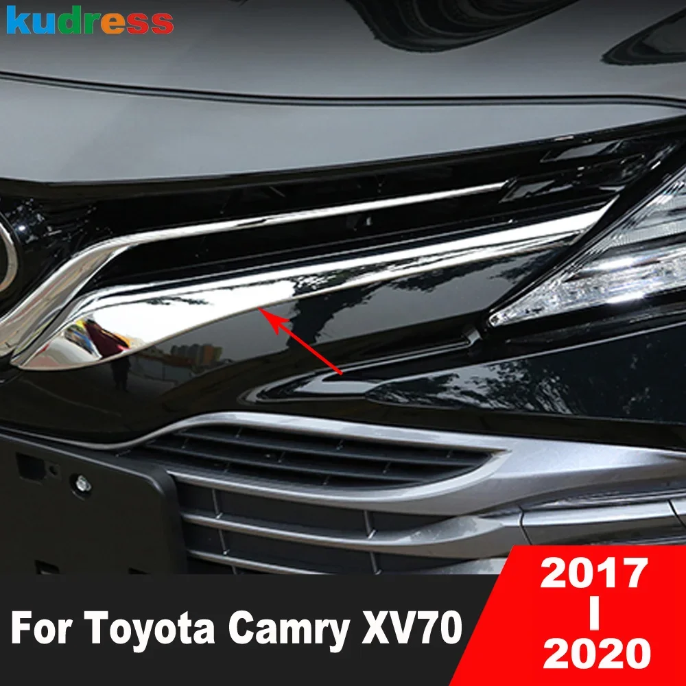 

For Toyota Camry XV70 2017 2018 2019 2020 Chrome Car Front Grille Grills Cover Trim Upper Racing Grill Molding Strip Accessories