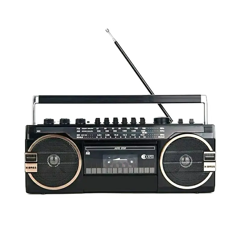 

ABGI-Portable Bluetooth Enabled Vintage USB Am/Fm Tape Radio Dual Recording Functionality Mp3 Audio Cassette Player Speaker