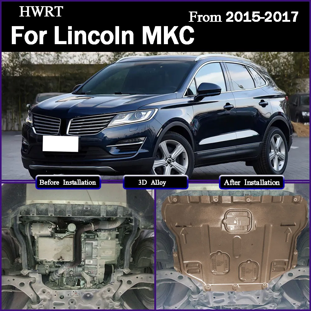 

Car Accessories Black Under Engine Guard Mudguard Board Splash Shield Mud Fender Plate Panel For Lincoln MKC 2015-2017 2.0T 2.3T
