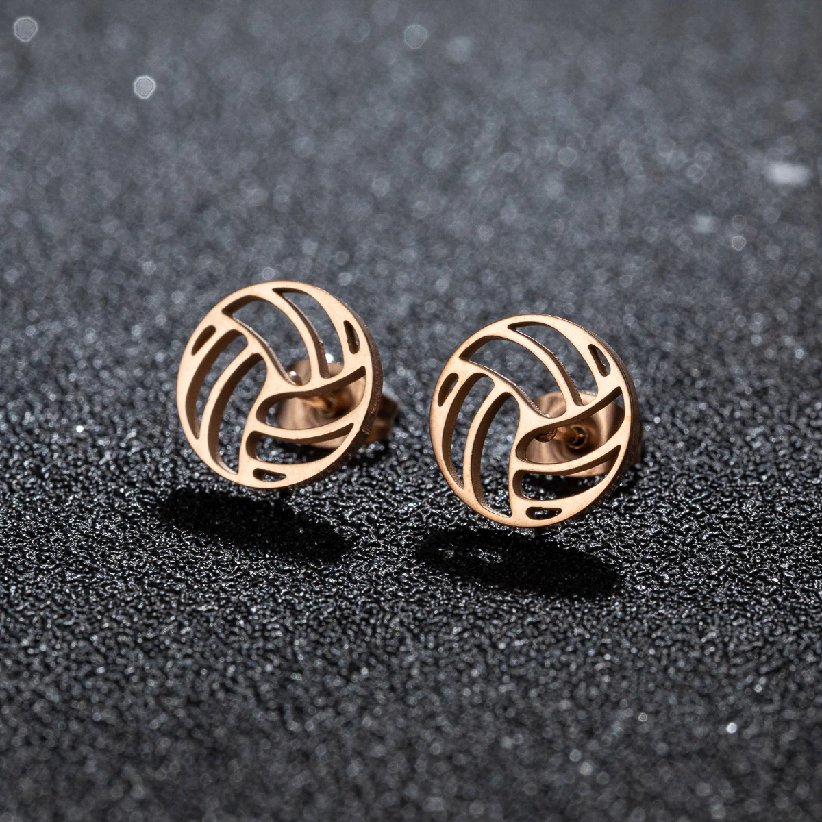 1Pair New Sports Small Volleyball Earrings Stainless Steel Fashion Sports Jewelry Wholesale