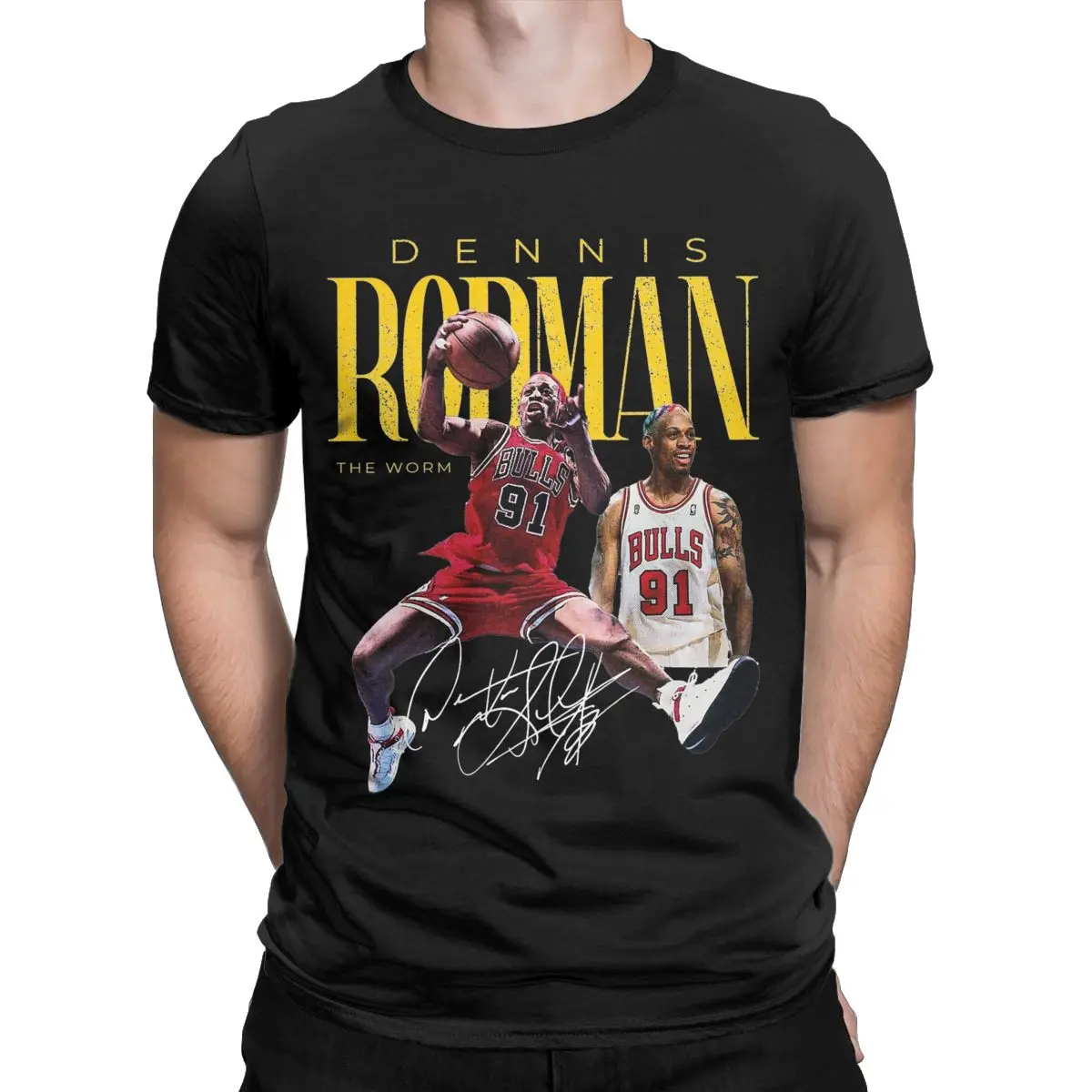 Funny Dennis Rodman T-Shirts for Men Round Neck Pure Cotton T Shirts Short Sleeve Tees Gift Idea Tops