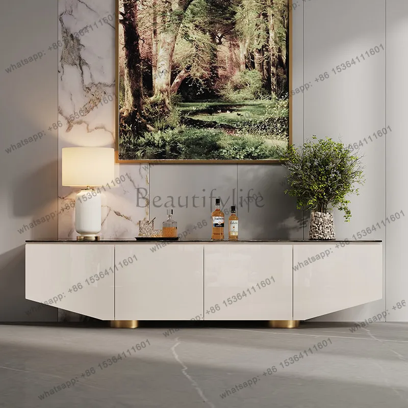 

Italian light luxury marble TV cabinet villa high-end floor storage cabinet