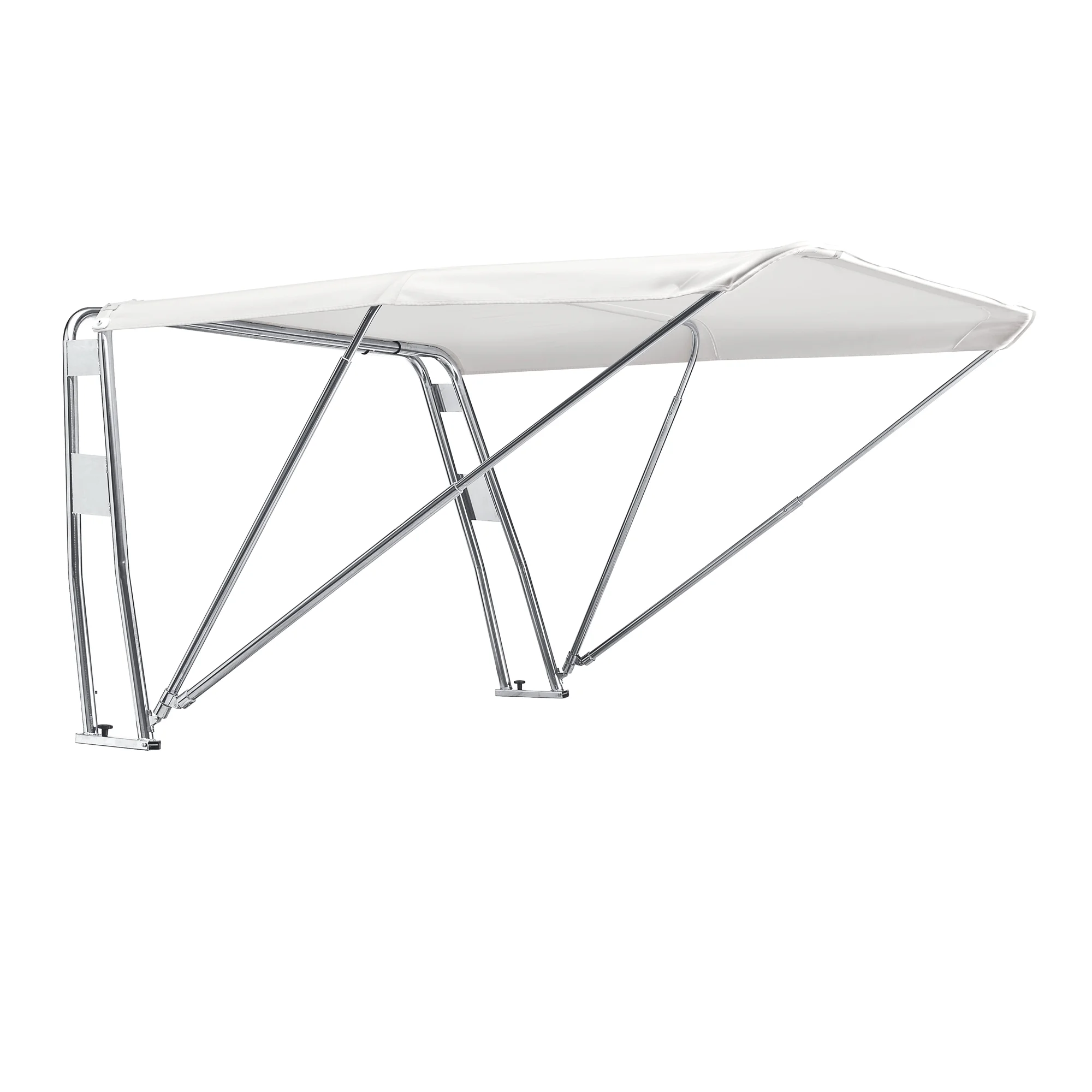 

Superior Natural Finish Boat Cover with Durable Stainless Steel Roll Bar Front Bimini Top Two Front Arches