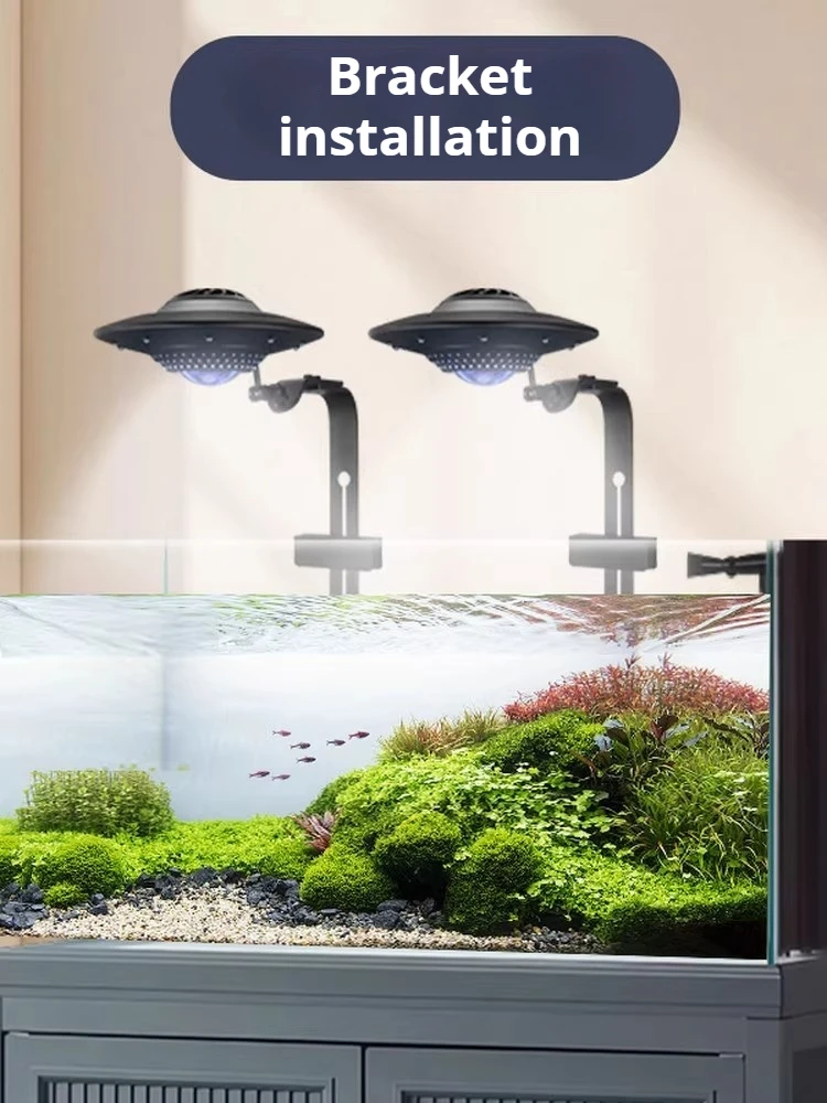 Full Spectrum LED Aquarium Light, Metal Round Lamp for Stream Tank Aquascaping, Algae Promotion & Color Enhancement