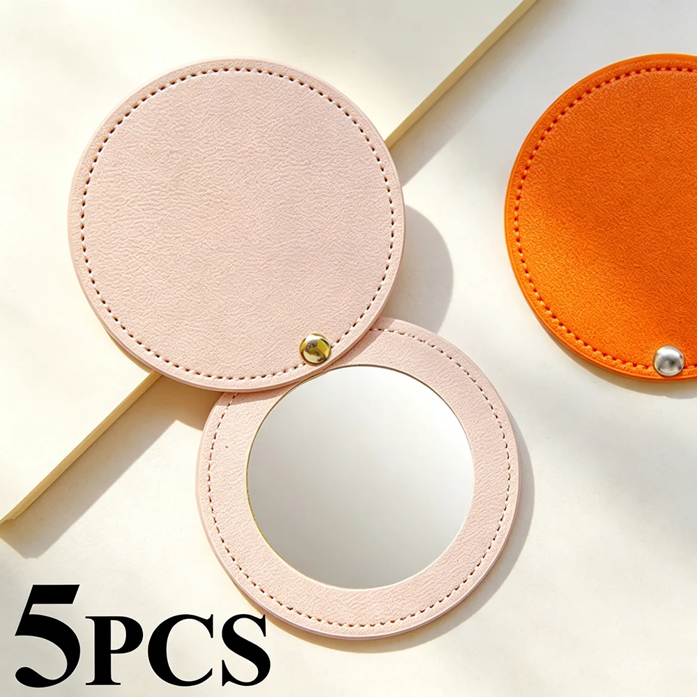 5PCS Round Mini Portable Pocket Mirror Compact Mirror Travel Beauty Accessory Folding Makeup Mirror for Women Girls Bride Gifts