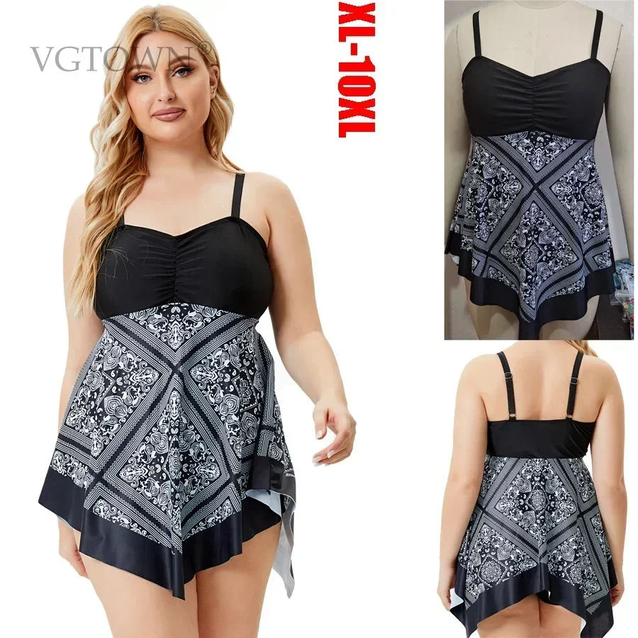 

Новые купальники размера плюс 8XL 10XL, комплекты танкини, женские купальники, пляжная одежда, двухсекционный купальный костюм, женский купальный костюм