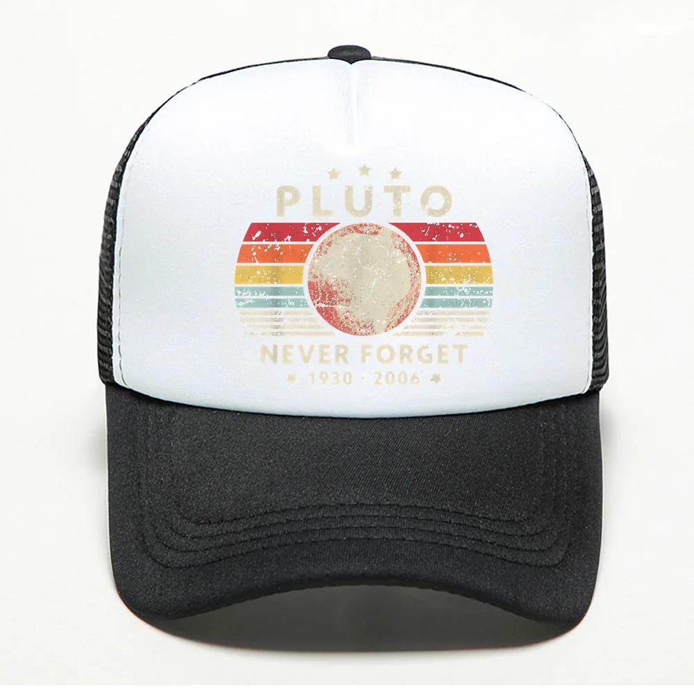 Never Forget Pluto Retro Style Funny Space Science baseball cap fashion casual adjustable breathable Snapback Caps mesh hat