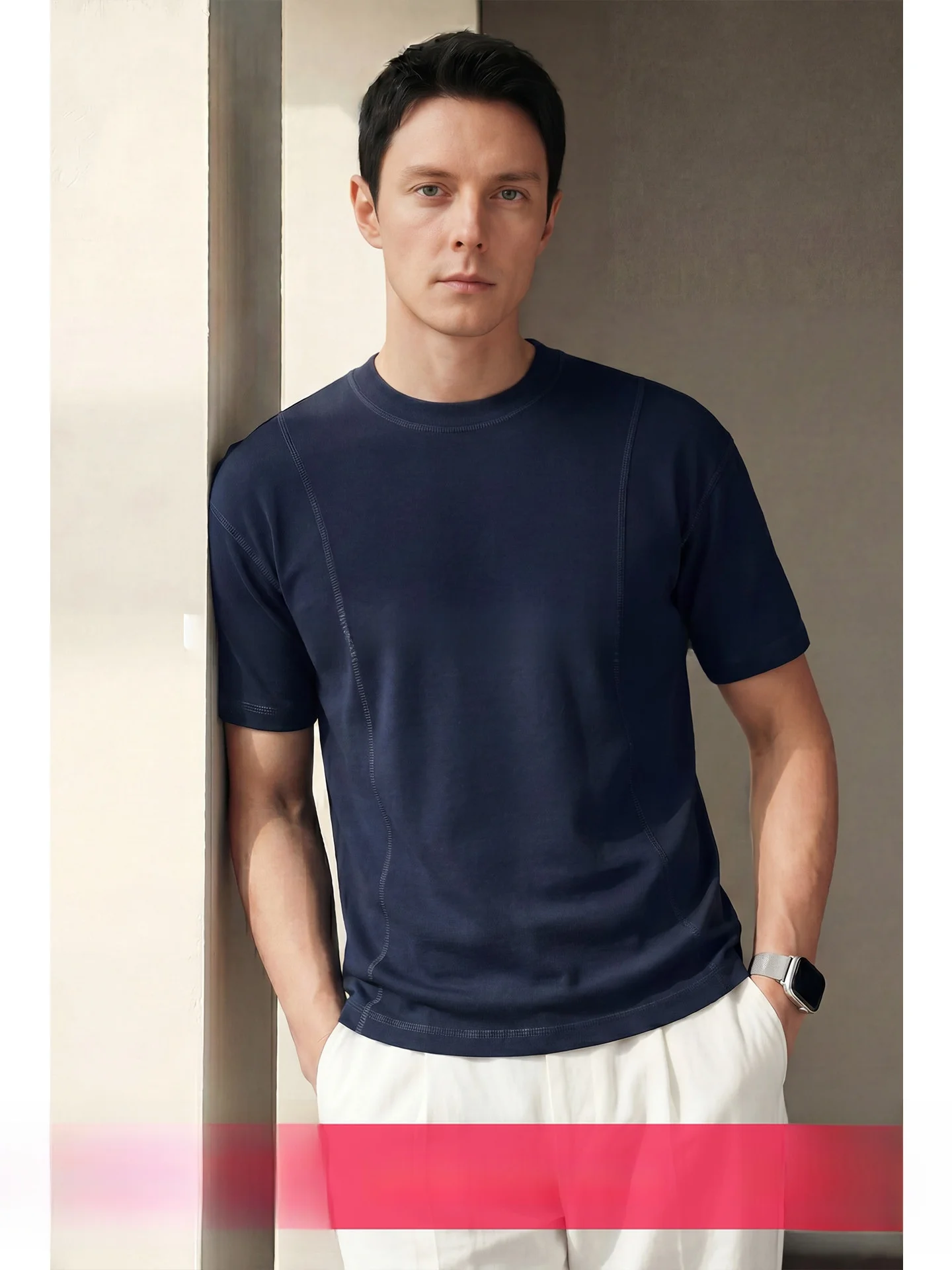 

Men's Summer Casual Cleanfit T-shirt Short Sleeve Basic Style Comfortable Breathable Fashion Urban Youth round Neck Short Length