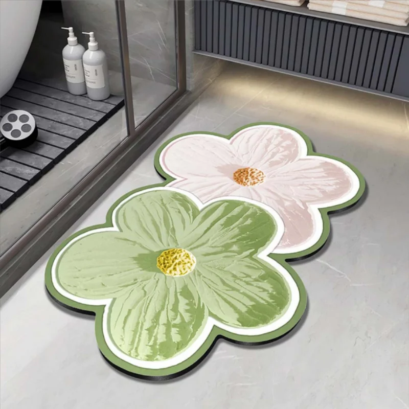 40x60cm Oil Painting Style Silica Mud Bathroom Floor Mat Irregular High-End Feel Absorbent Non-Slip Mat for Kitchen Or Bathroom