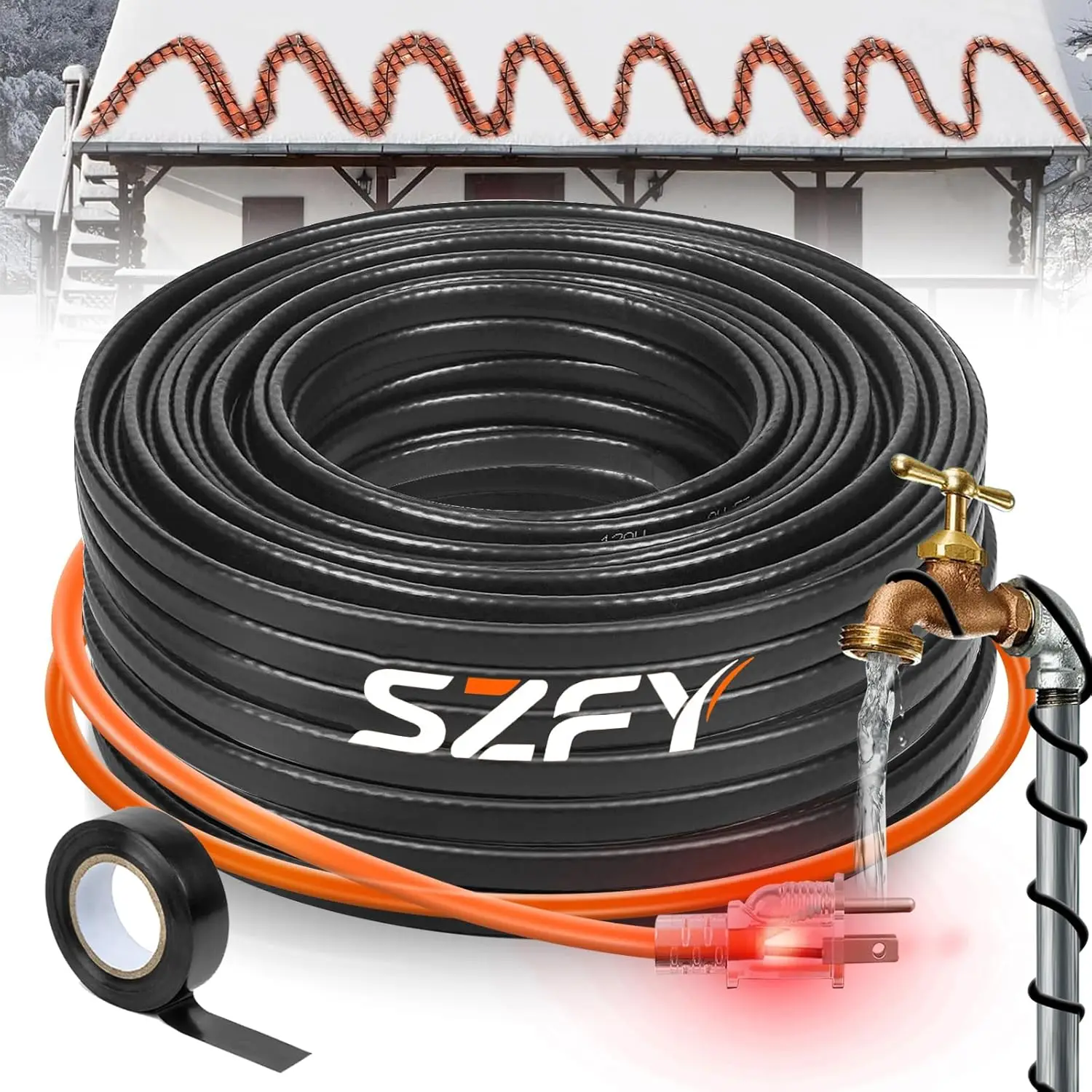 

30FT Heat Tape for Water Pipes, -40°F Deicing Cable,Pipe Heating Cables for Roof,Gutter，Farm，Freeze Protetion Heat Tr
