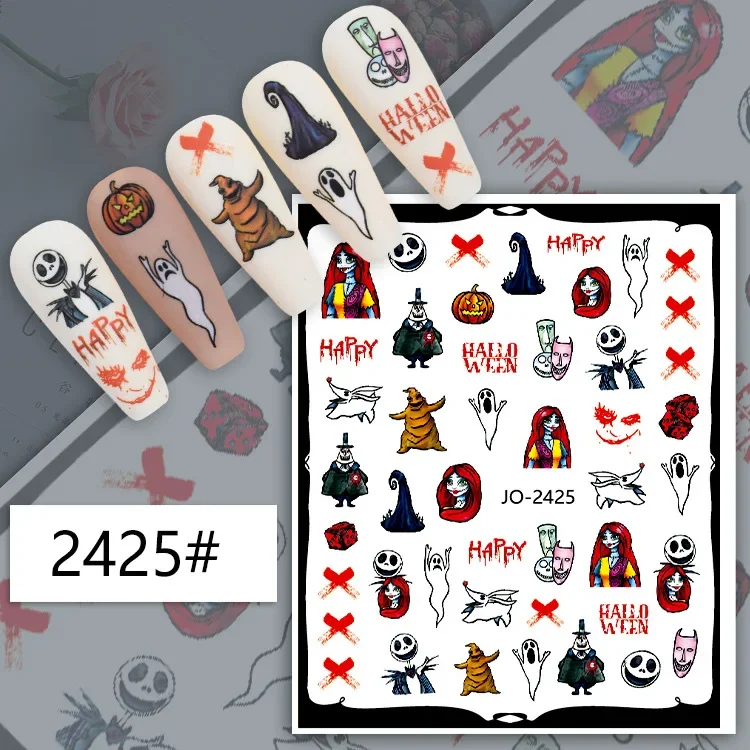 

Horror Movie Skull Nail Stickers Nails Slider Accessories The Nightmare Before Christmas DIY Manicure Press on Nails Supplies